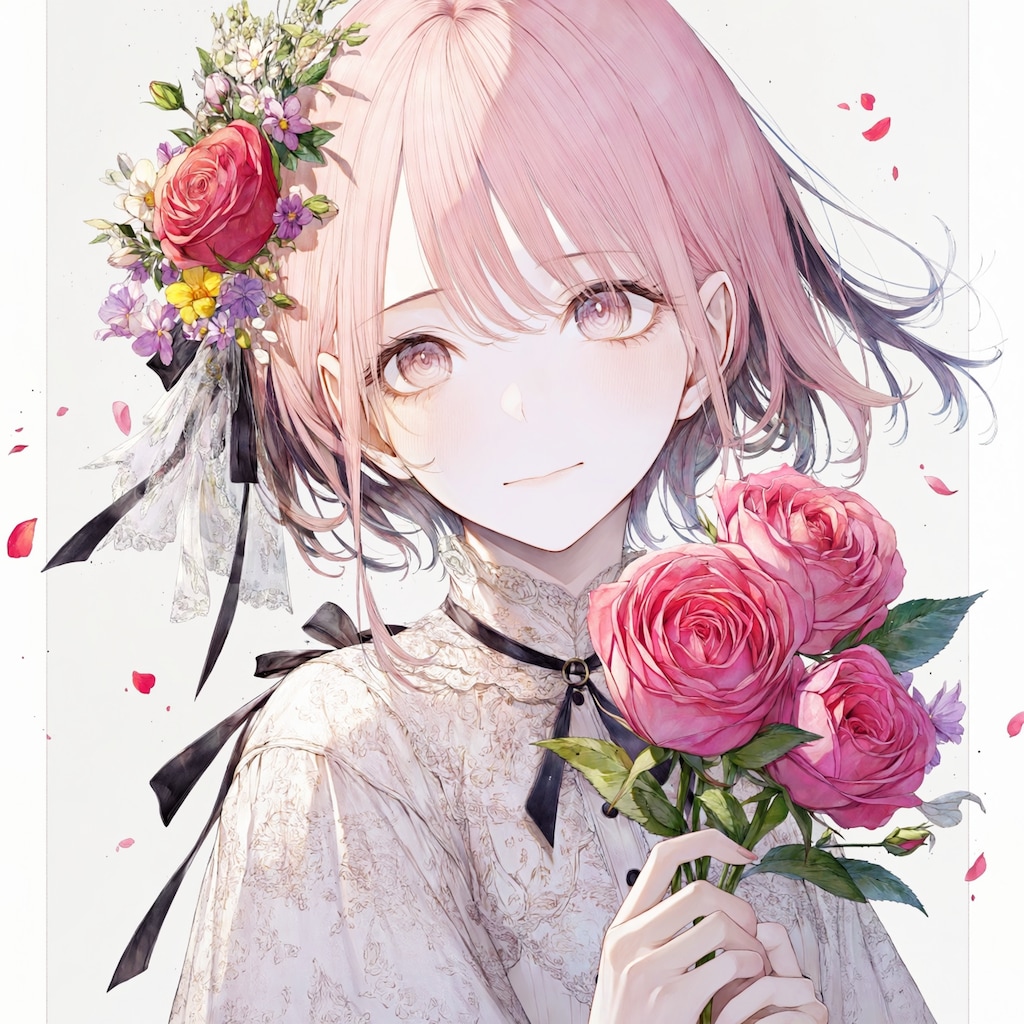 バラと少女