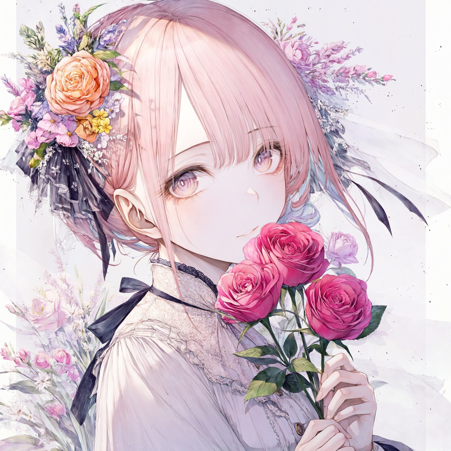 バラと少女 | の人気AIイラスト・グラビア