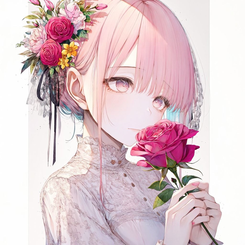 バラと少女