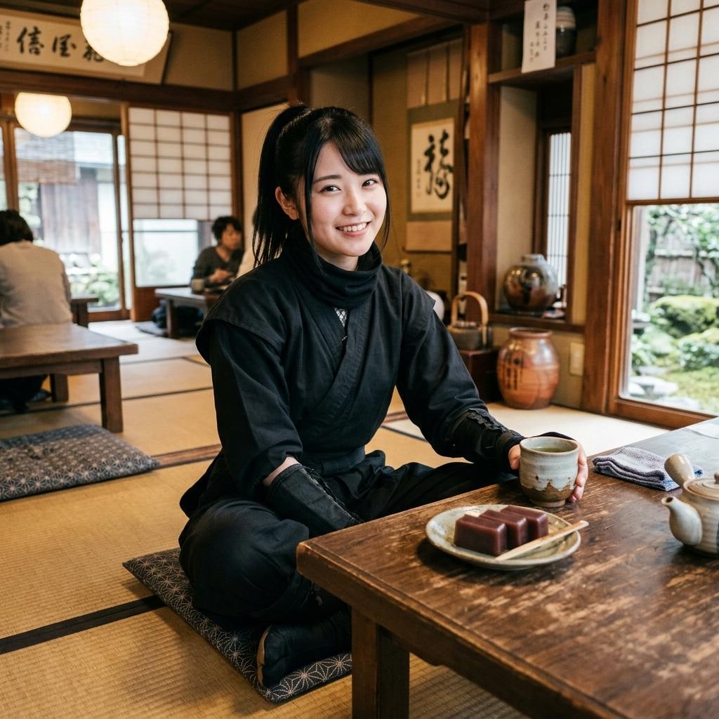 和風なカフェで休憩
