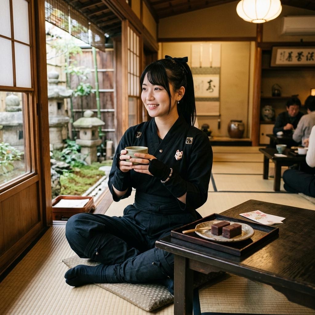和風なカフェで休憩