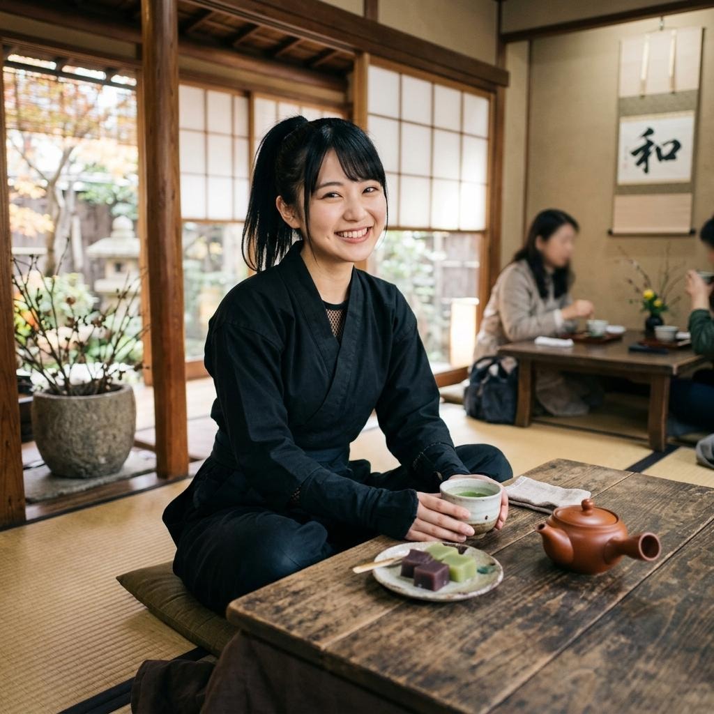 和風なカフェで休憩