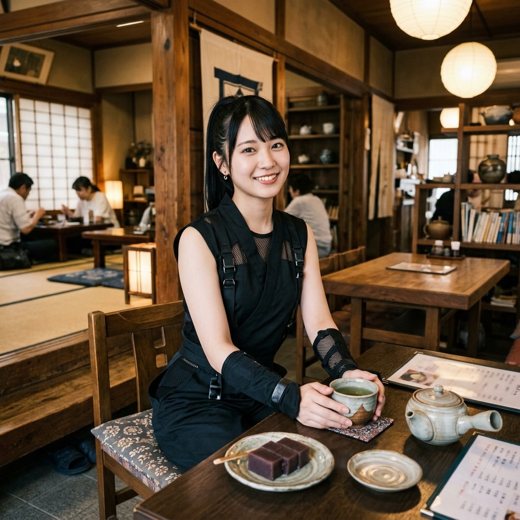 和風なカフェで休憩