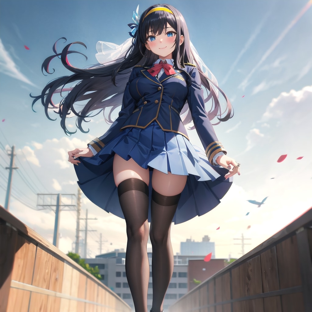 絶対領域と風 | の人気AIイラスト・グラビア