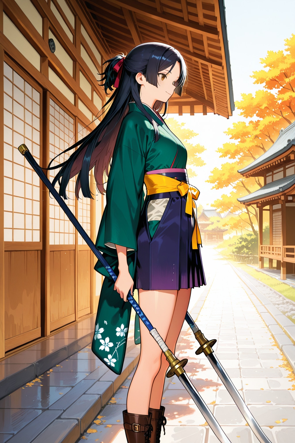 ミニ袴と薙刀二刀流