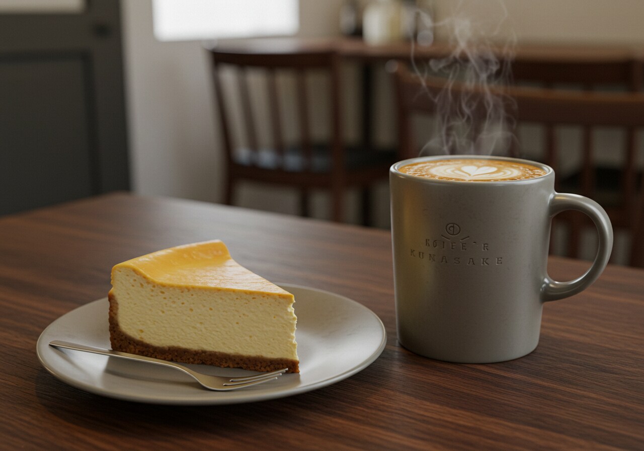 レアチーズケーキとカフェオレのデザートセット
