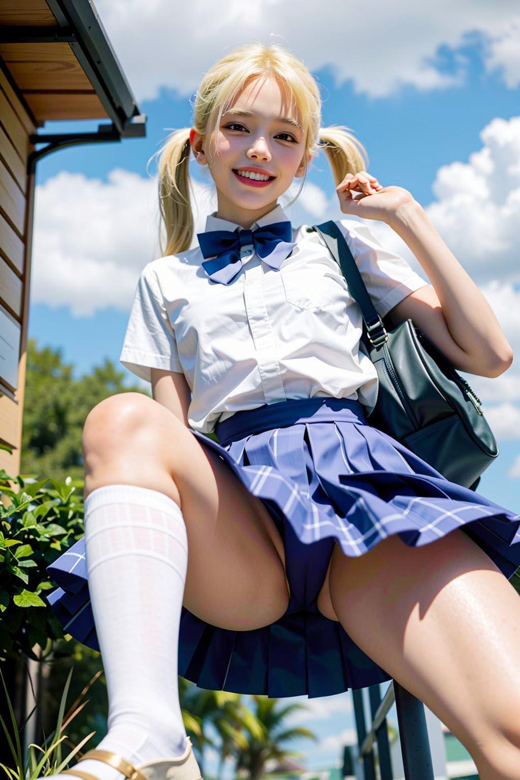 AIイラスト白ギャル貧乳ロリ顔　エロ画像　18歳女子校生海外コスプレイヤー「お父さんの触れる手は、私にとって最高の癒し！」