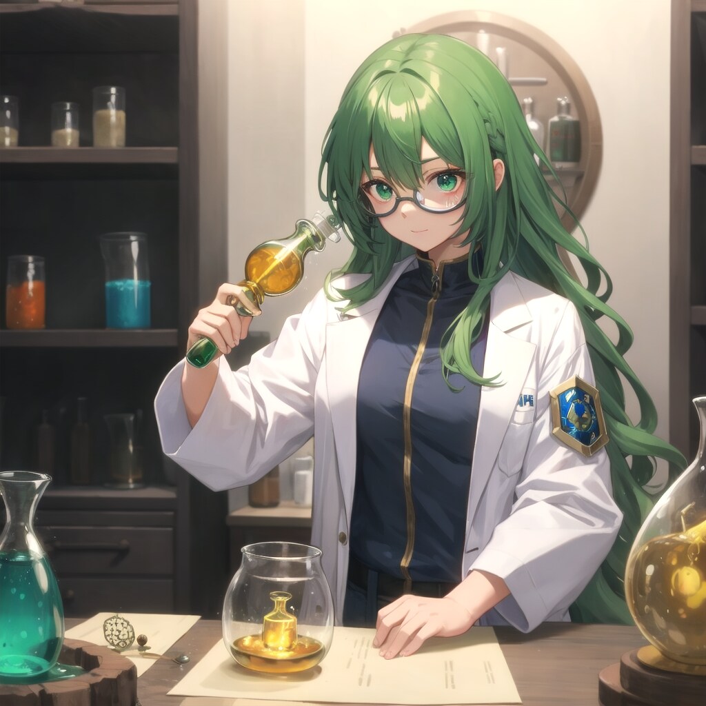 魔法の薬を調合する錬金術師