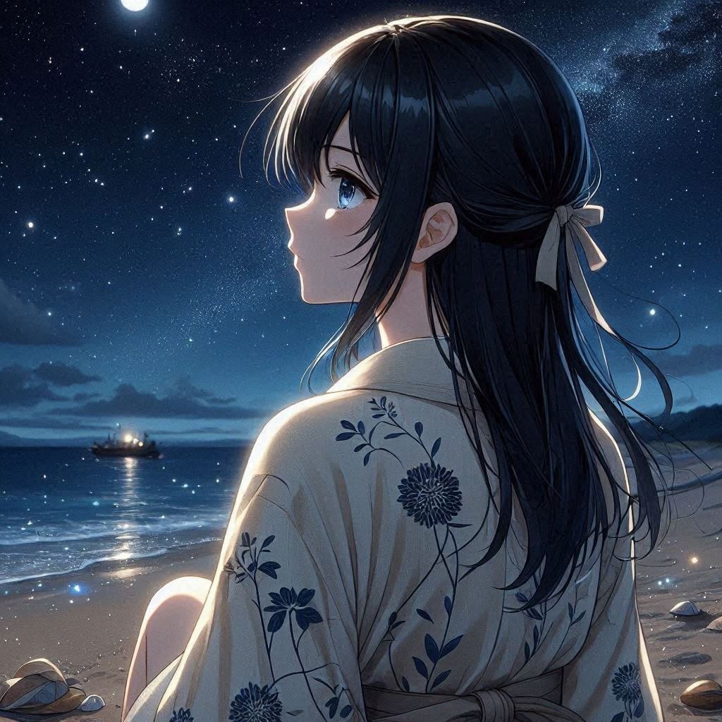 浴衣と星空(DALL-E)