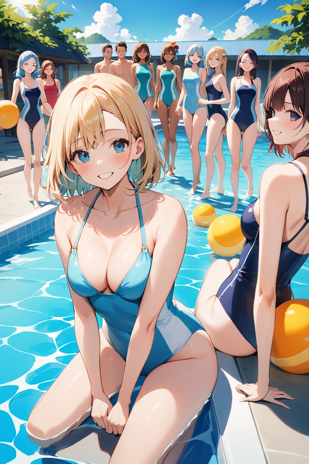 みんなでプールに行ってきたよ、