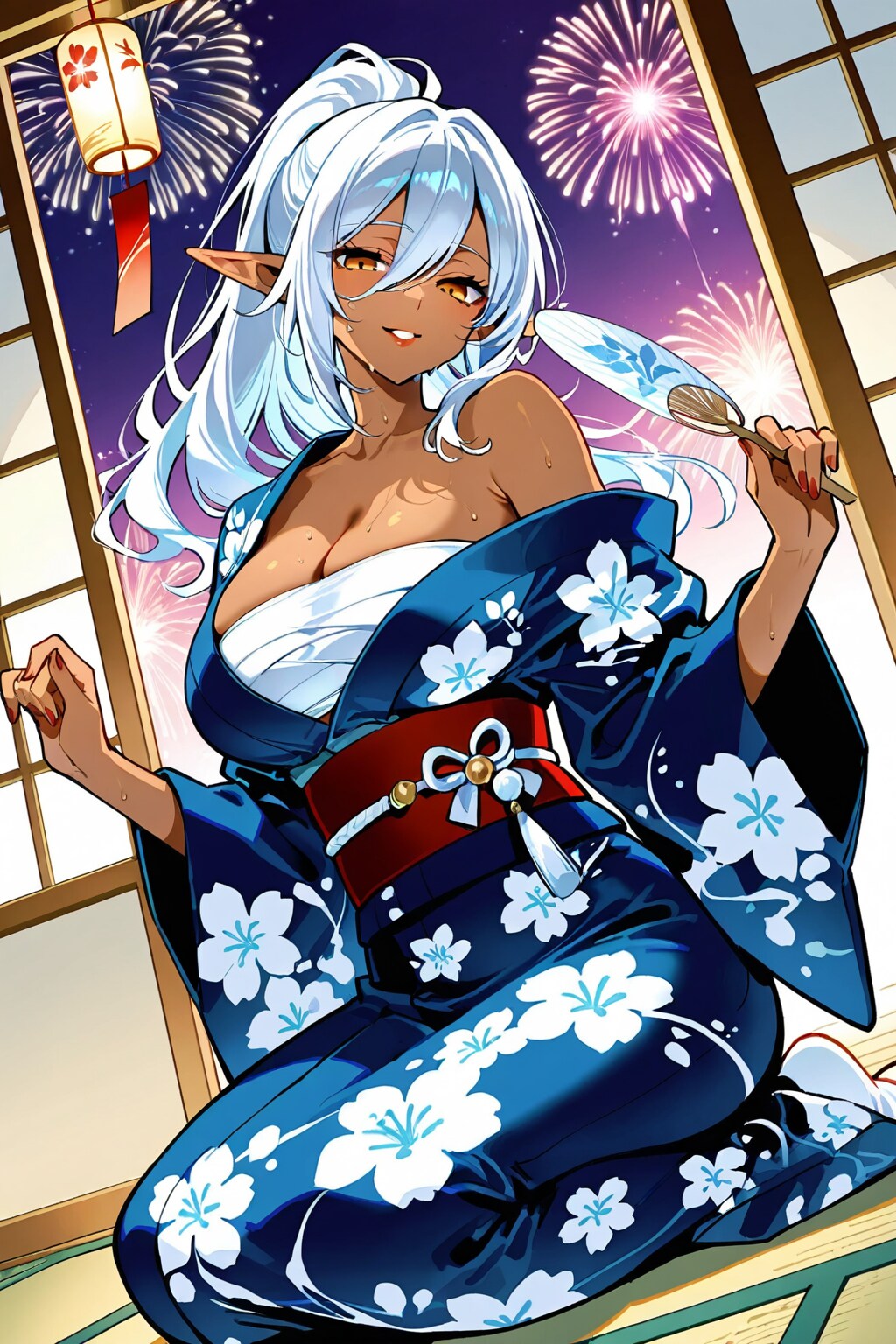 うちのダークエルフさんの夕涼み
