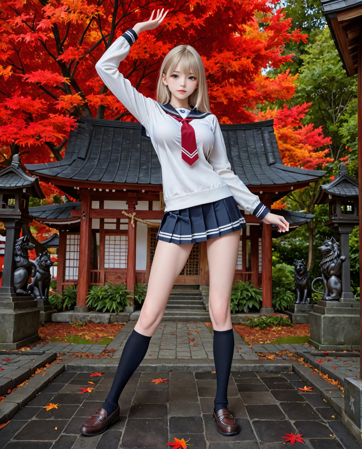 金髪×JK×神社 | の人気AIイラスト・グラビア