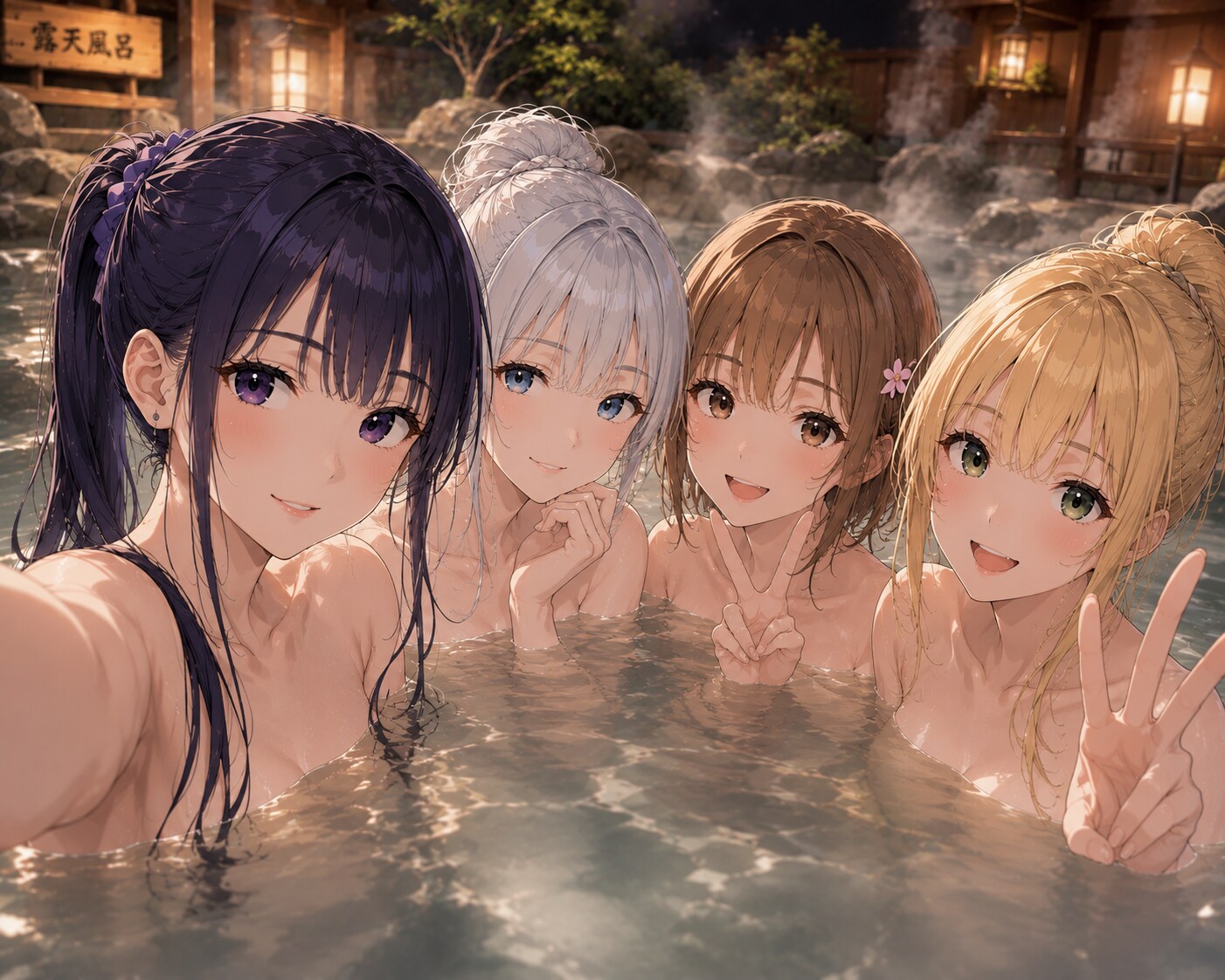 全員で温泉自撮り！