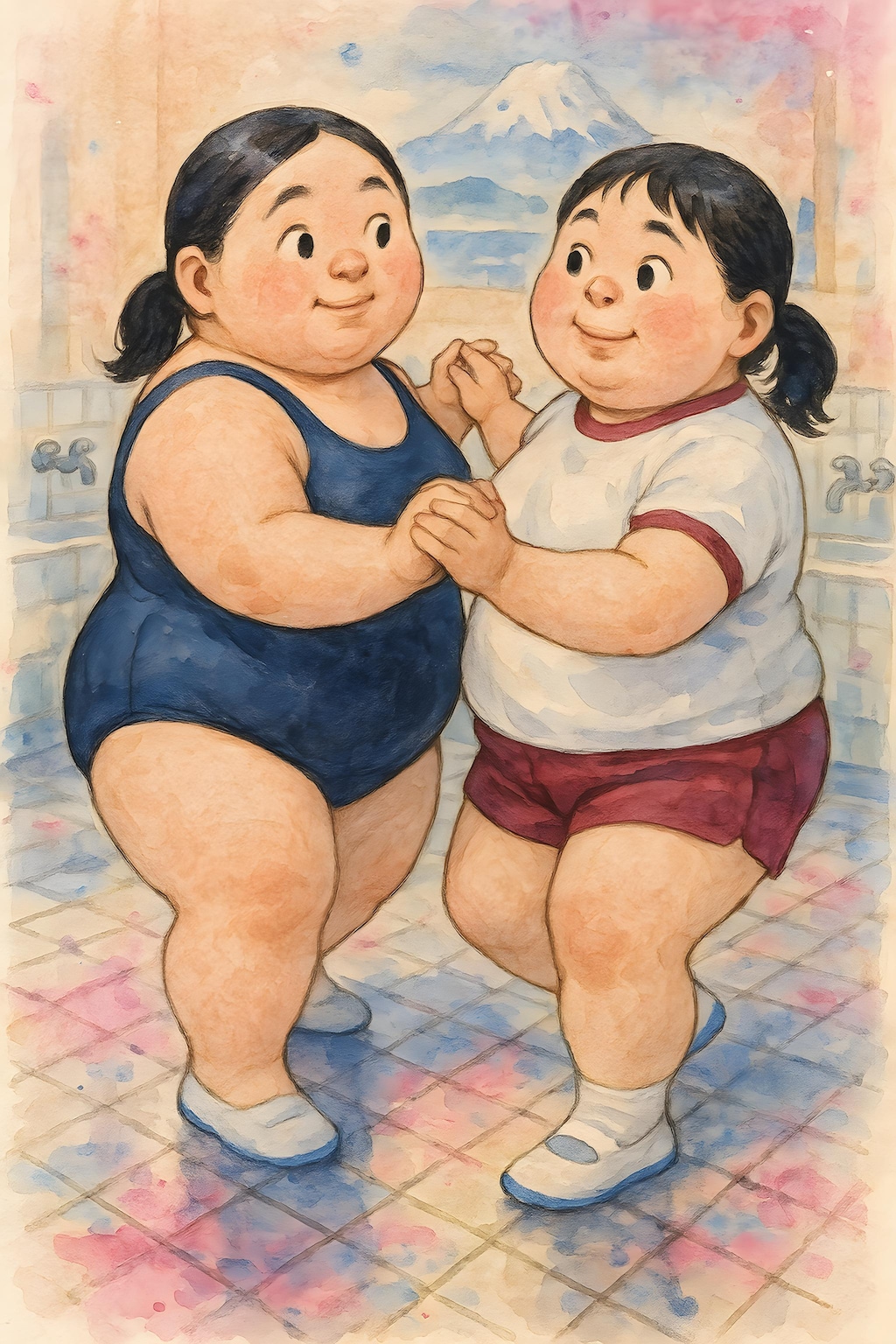 銭湯とスクール水着と体操服！