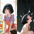 黒髪昼と夜 2枚目