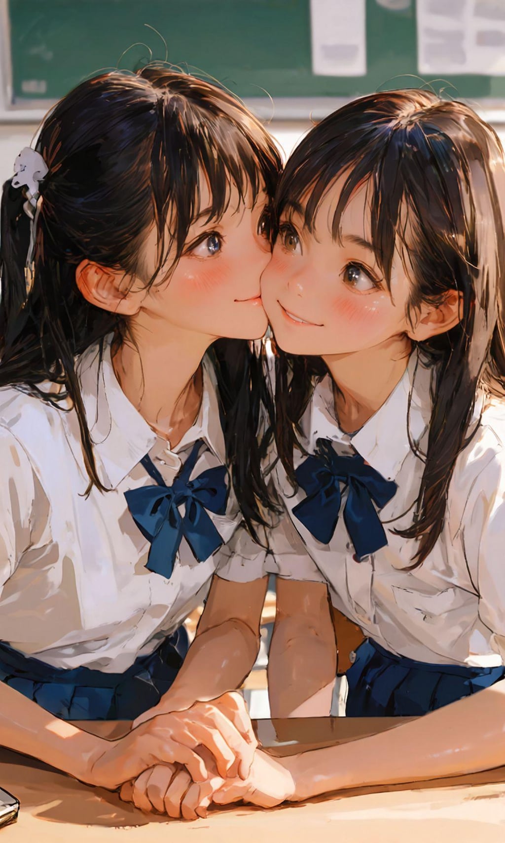 百合中学生、百合キス