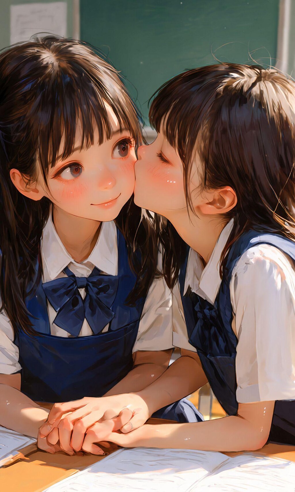 百合中学生、百合キス