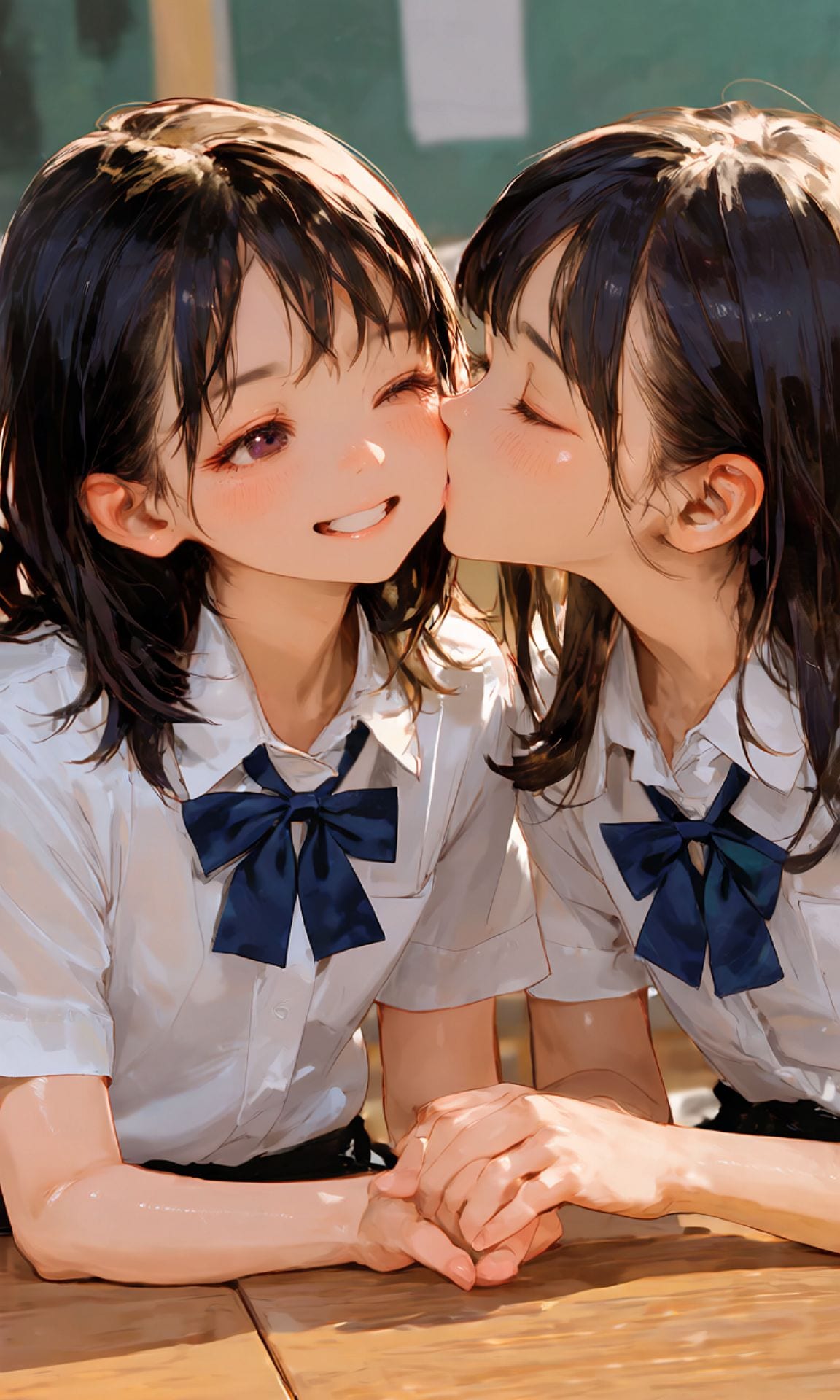 百合中学生、百合キス