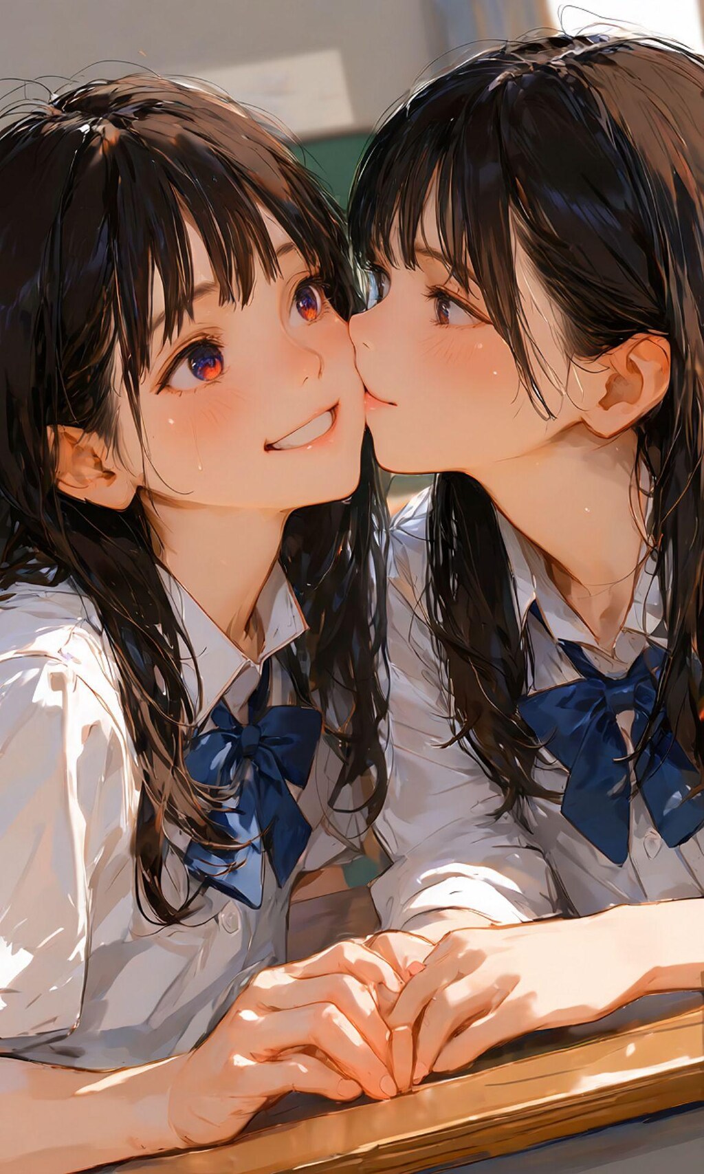 百合中学生、百合キス