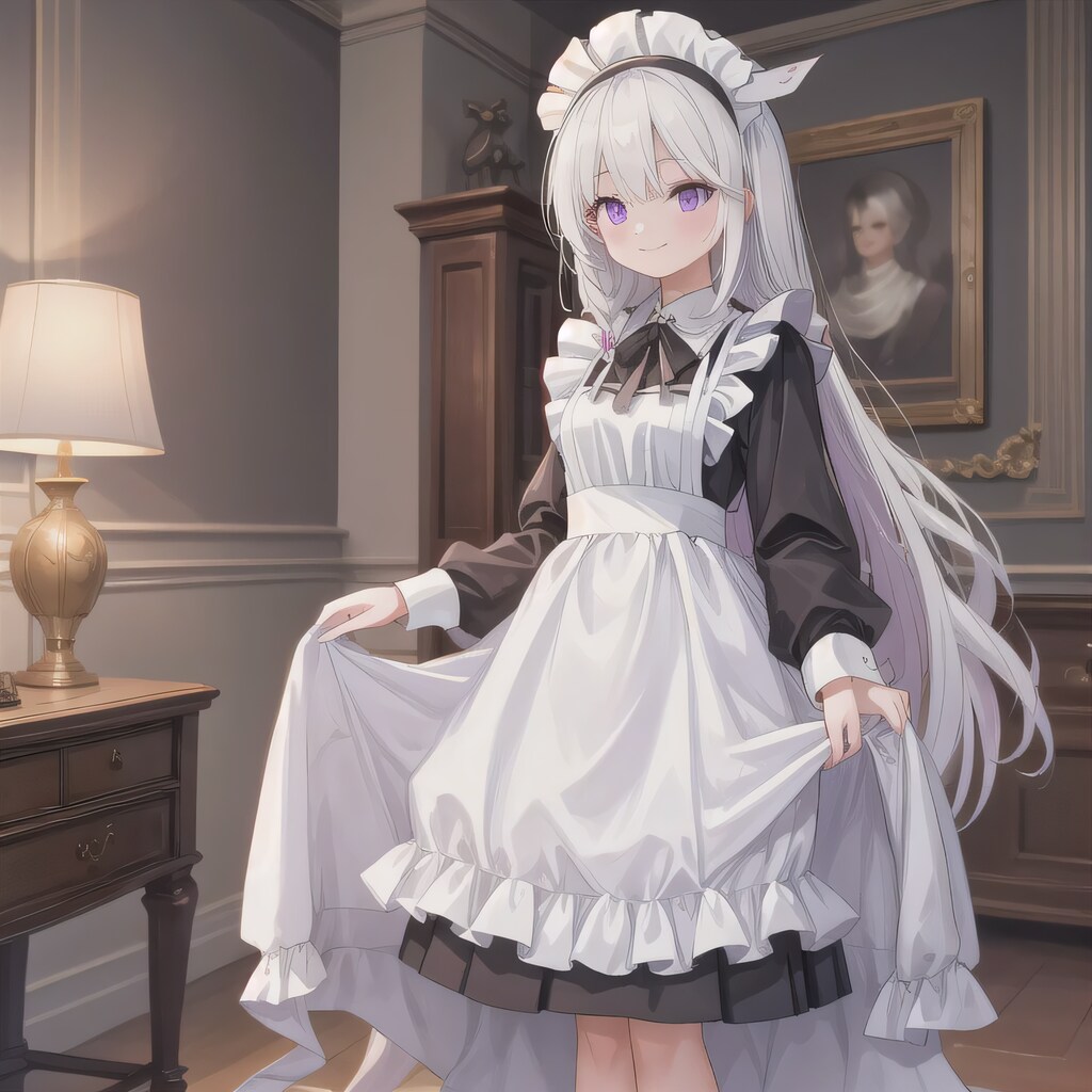 白髪ロングでメイド服の少女１３