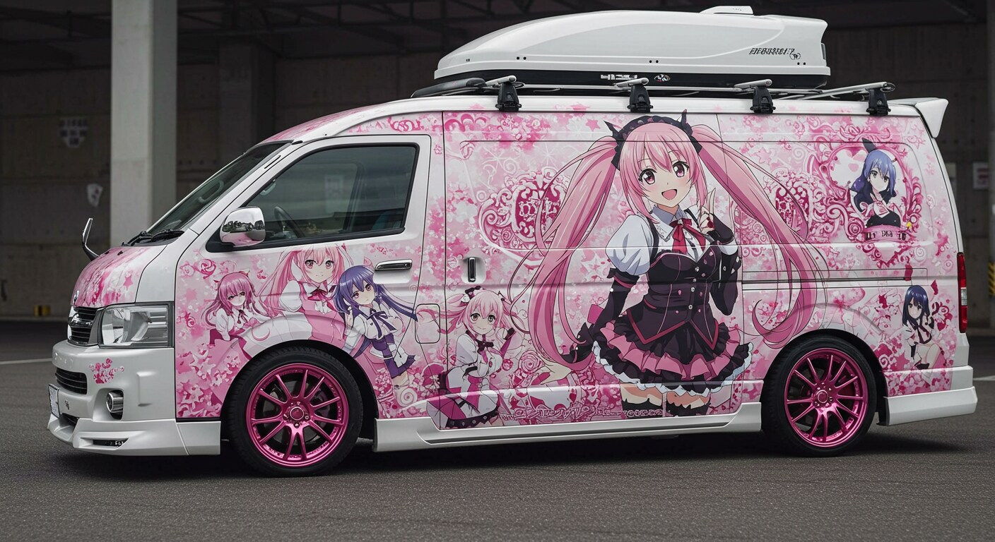 美少女アニメ痛車ハイエース　再リメイク版 | の人気AIイラスト・グラビア