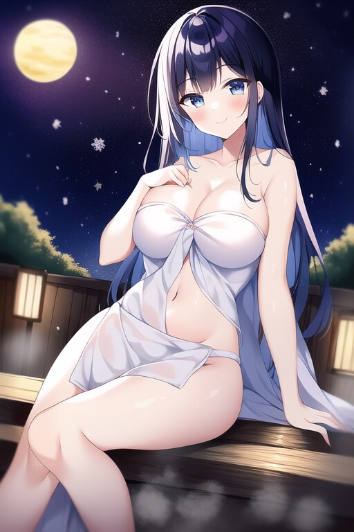 温泉とタオルを巻いた女の子です。