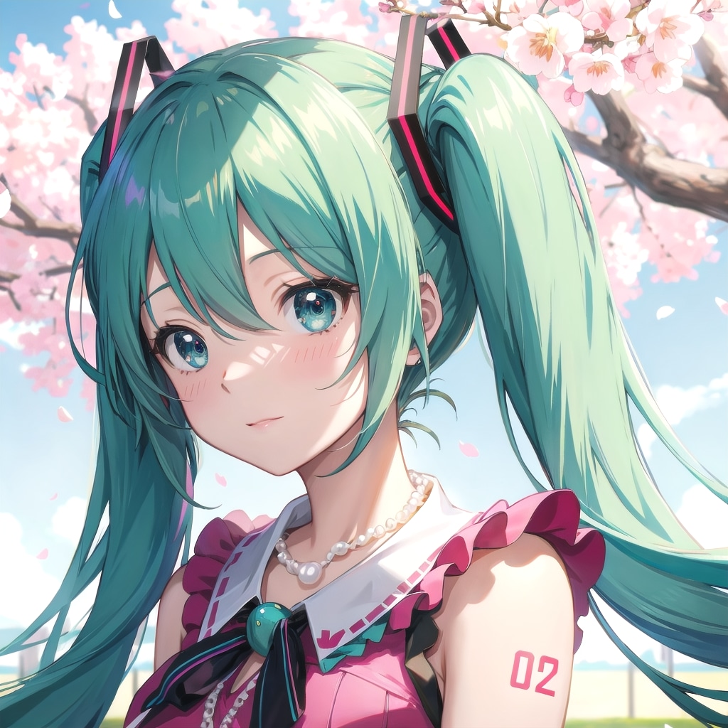 ミクさん、ネックレス、ヘッドショット🍒