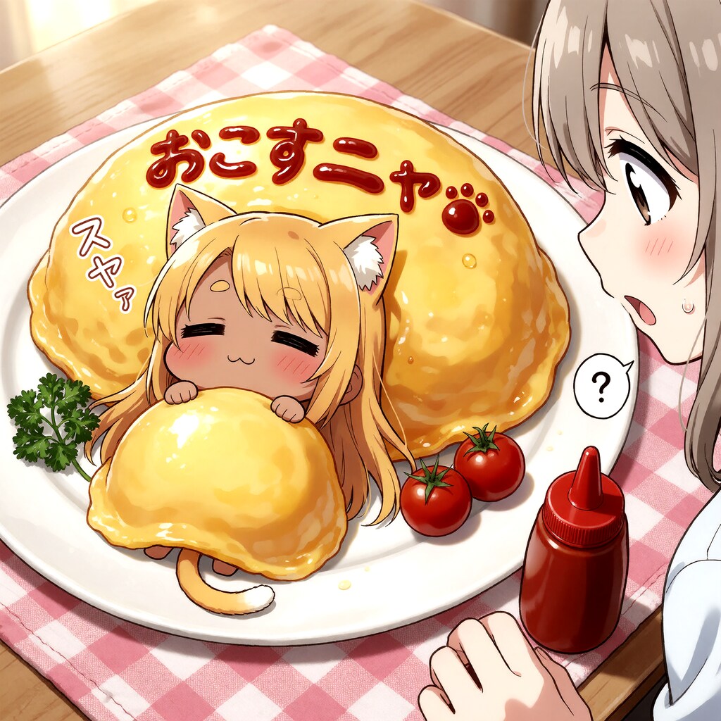オムライスとちびキャラ