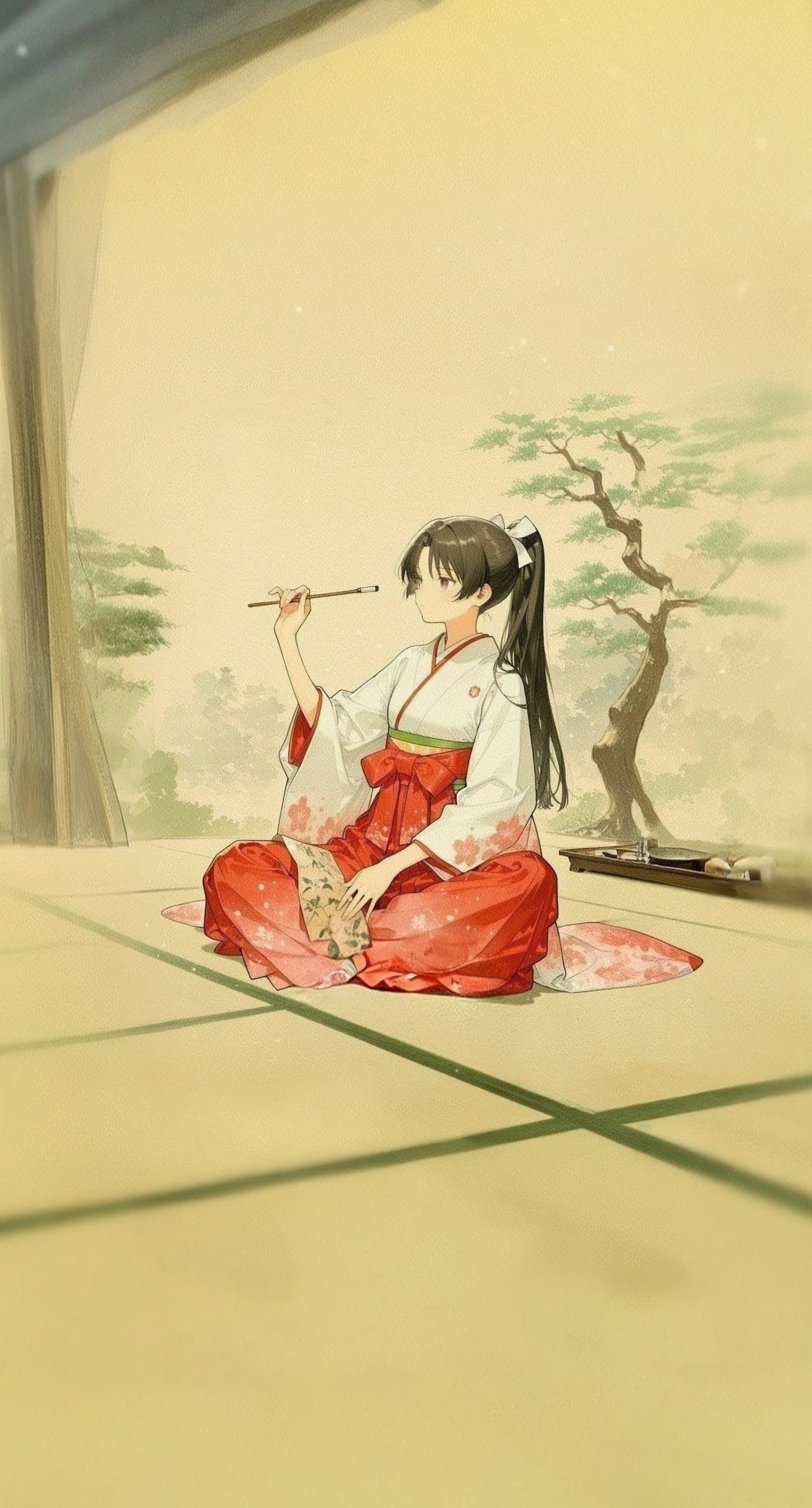 「和弓を構える弓道女子」をレタッチした画像 | の人気AIイラスト・グラビア