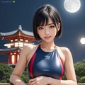 満月と競泳水着の彼女　ボツっ子 2枚目