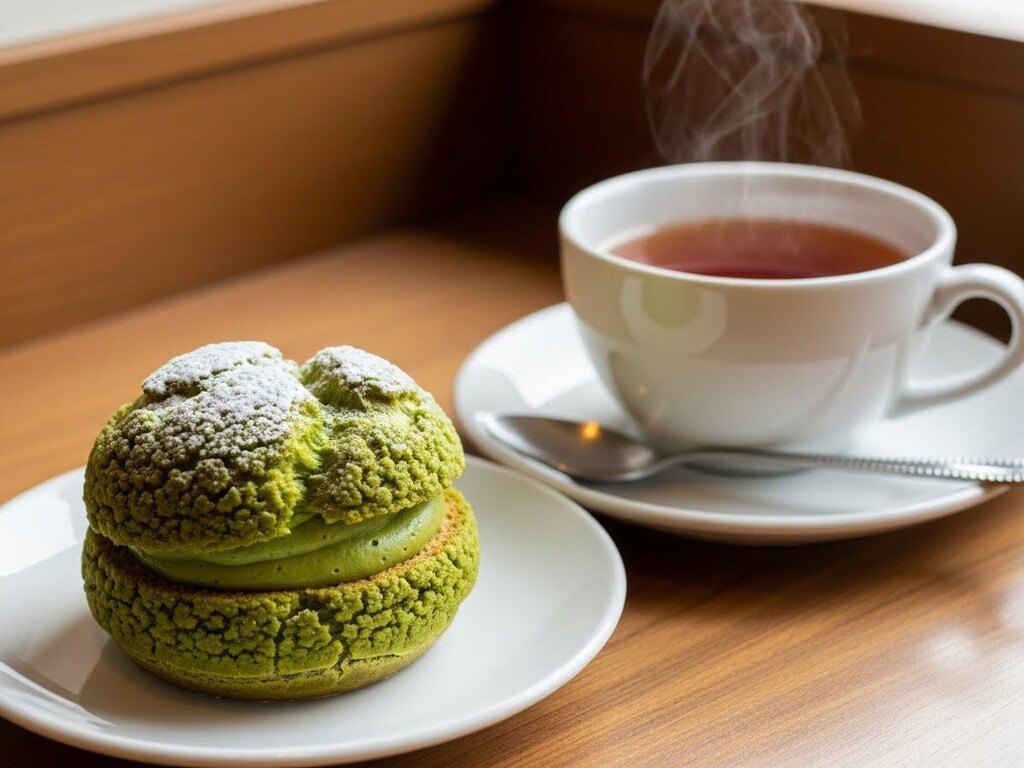 デザートの抹茶シュークリーム