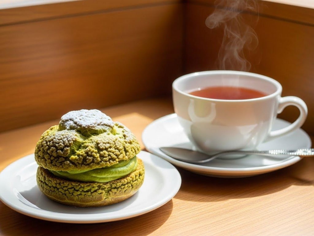 デザートの抹茶シュークリーム