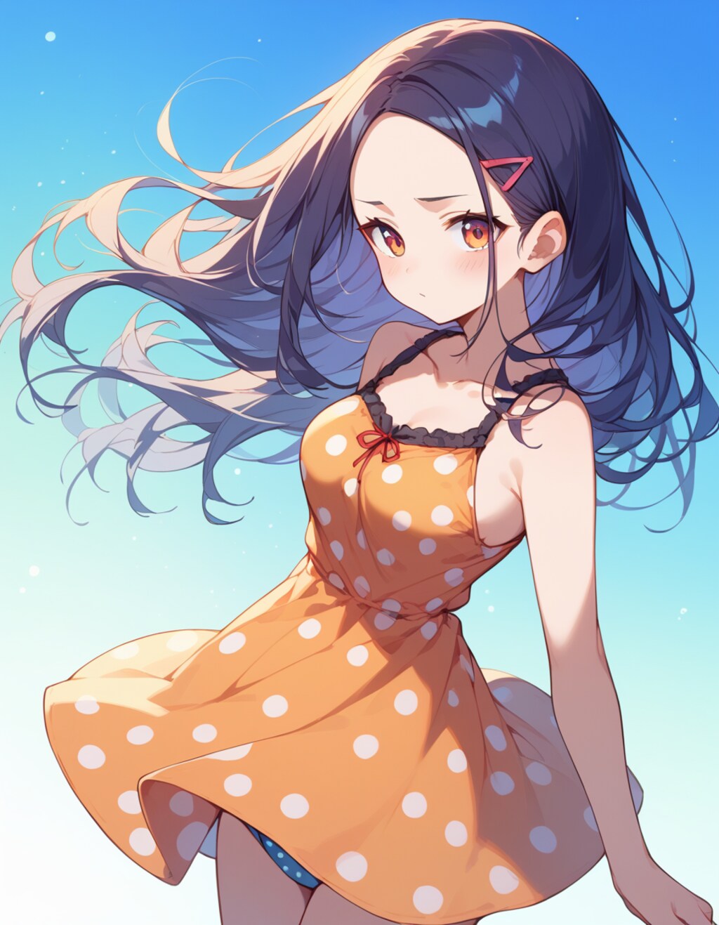 【ワイルドカードの練習】水玉柄のワンピースの少女