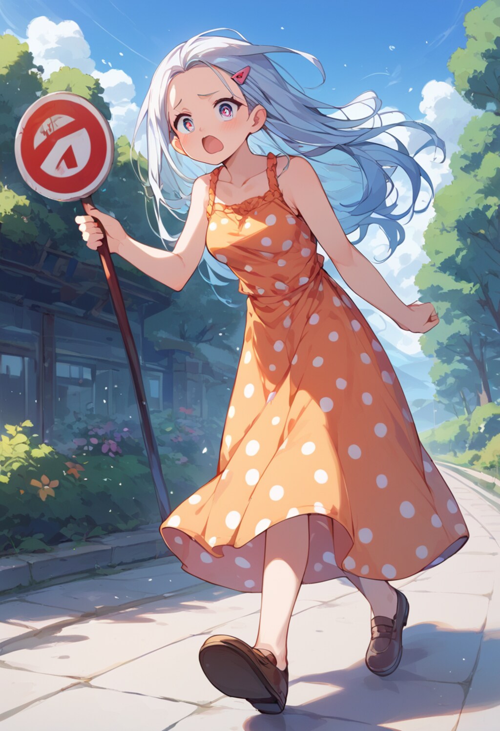 【ワイルドカードの練習】水玉柄のワンピースの少女