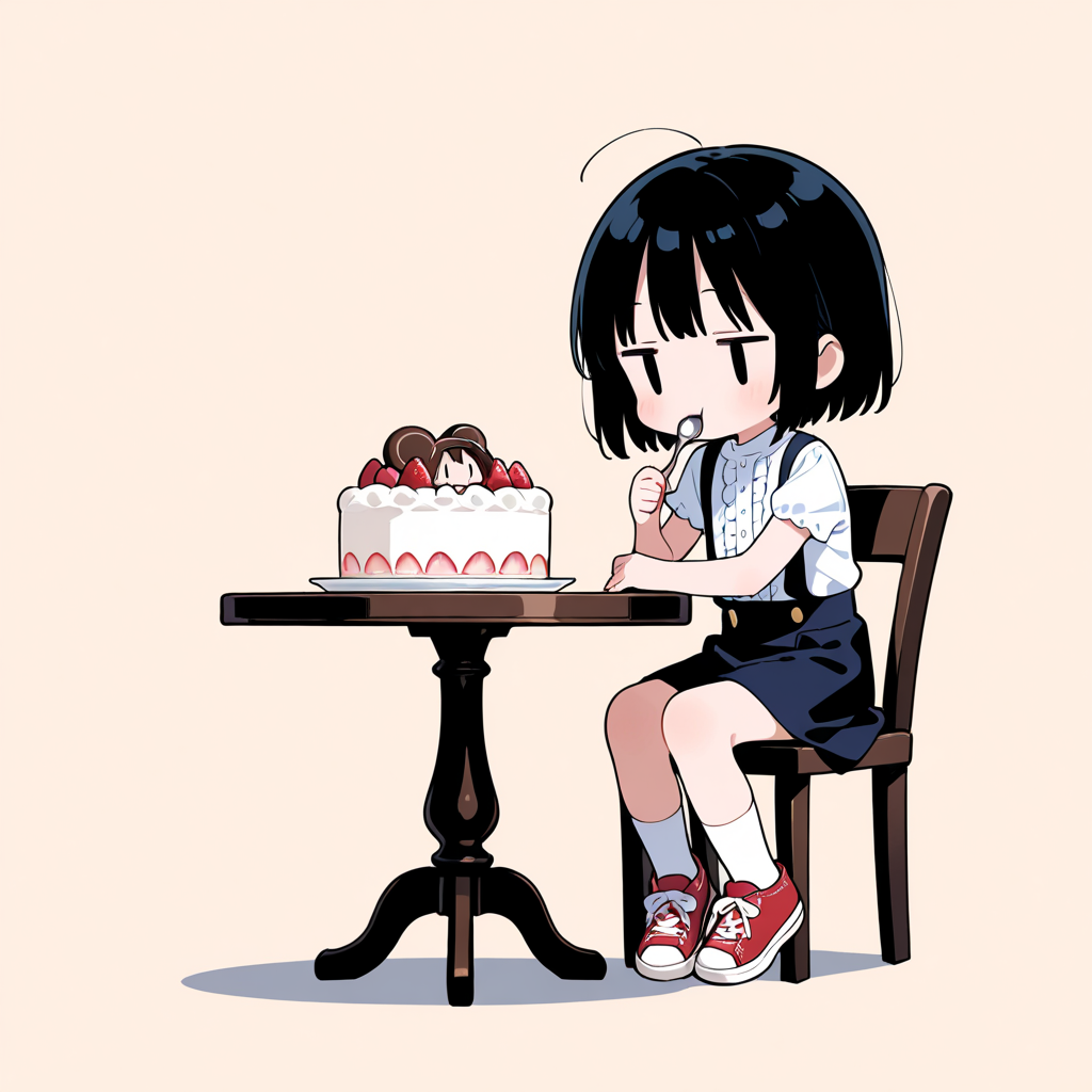 ホールケーキを食べる