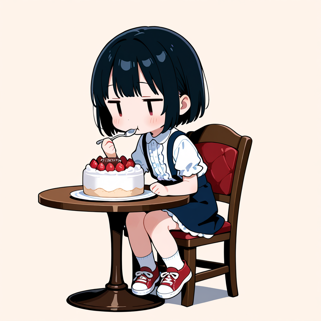 ホールケーキを食べる