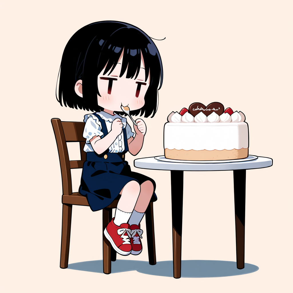 ホールケーキを食べる