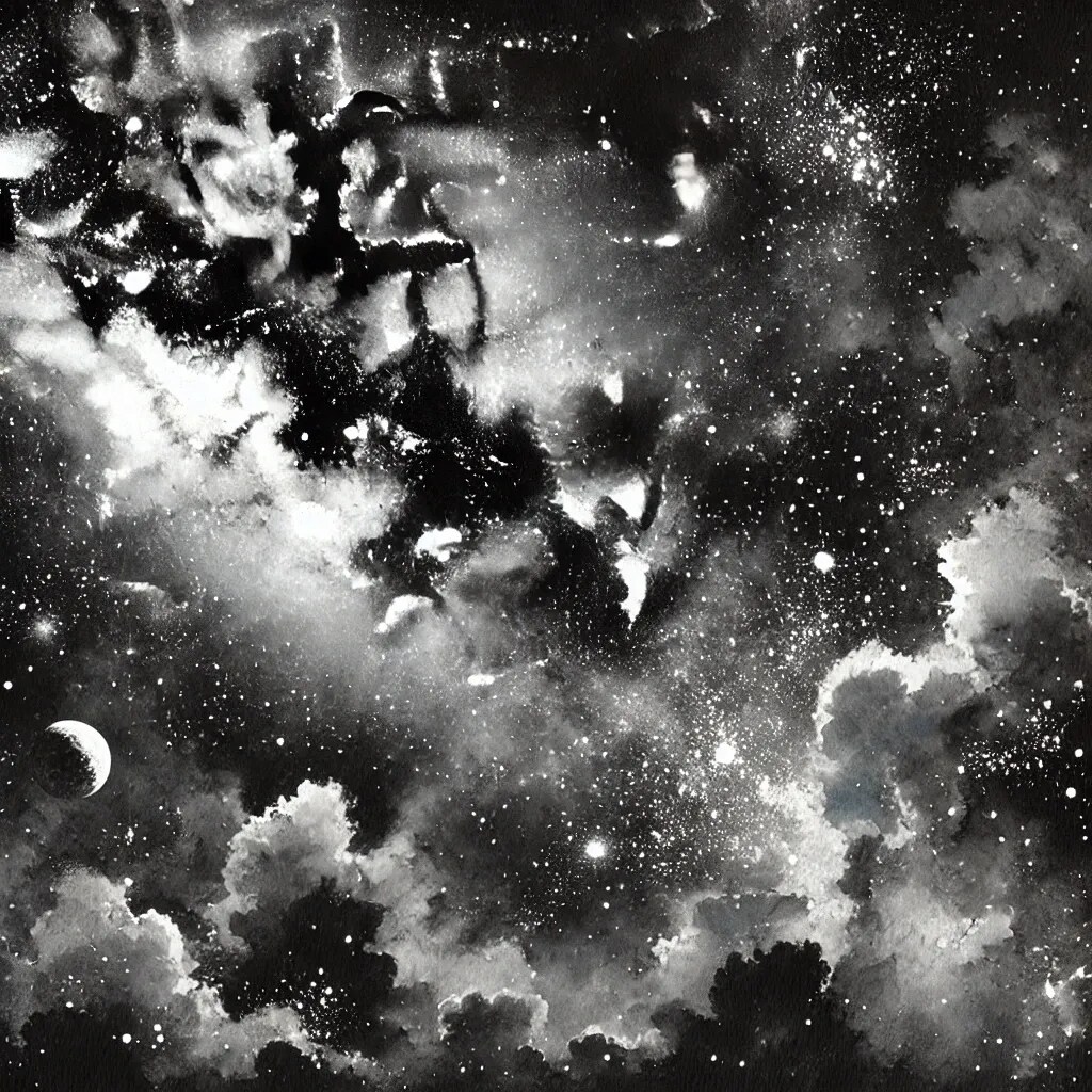 今日（2月18日）は「冥王星発見の日」にちなんで、宇宙を水墨画で