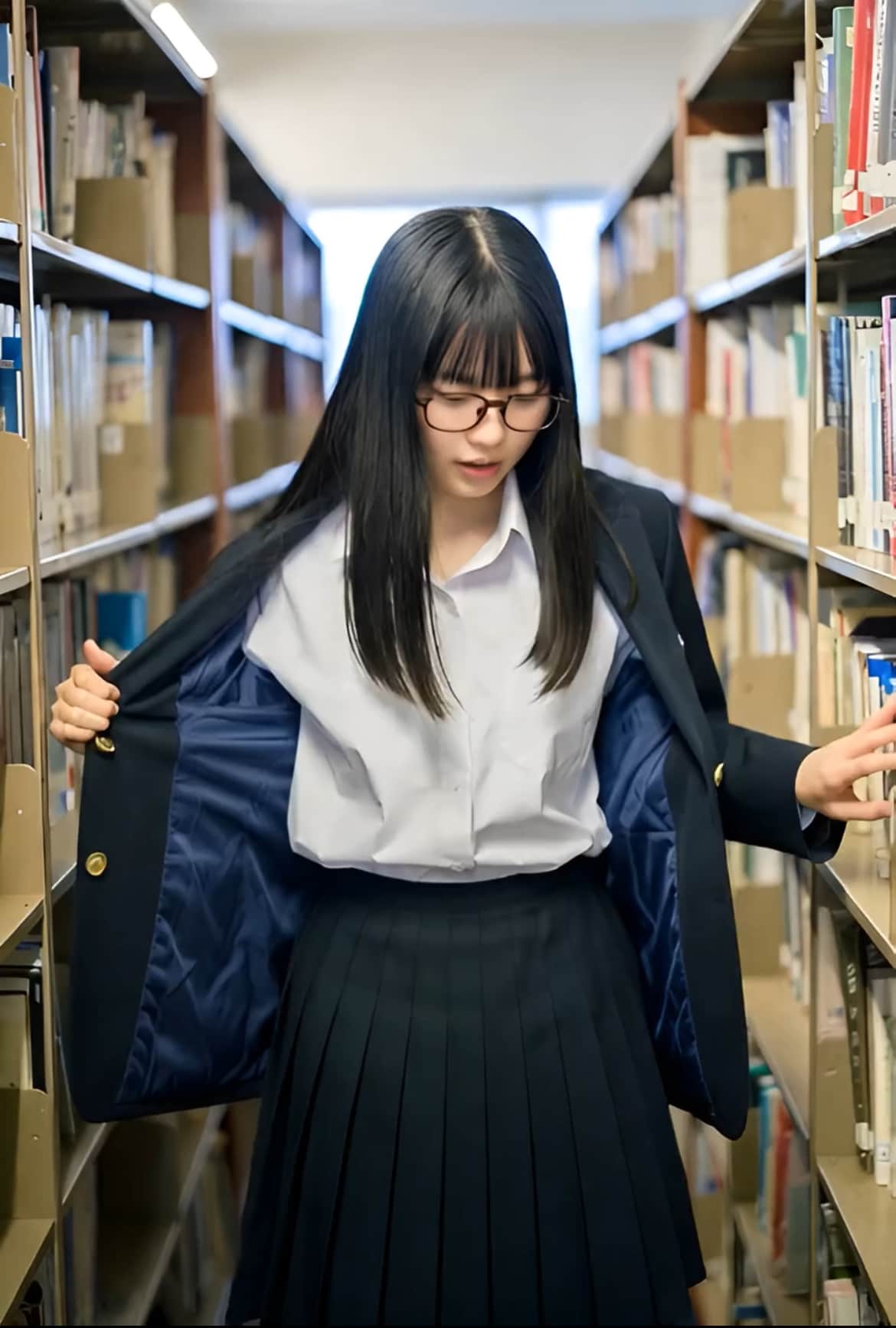図書館で下着になる女子高生