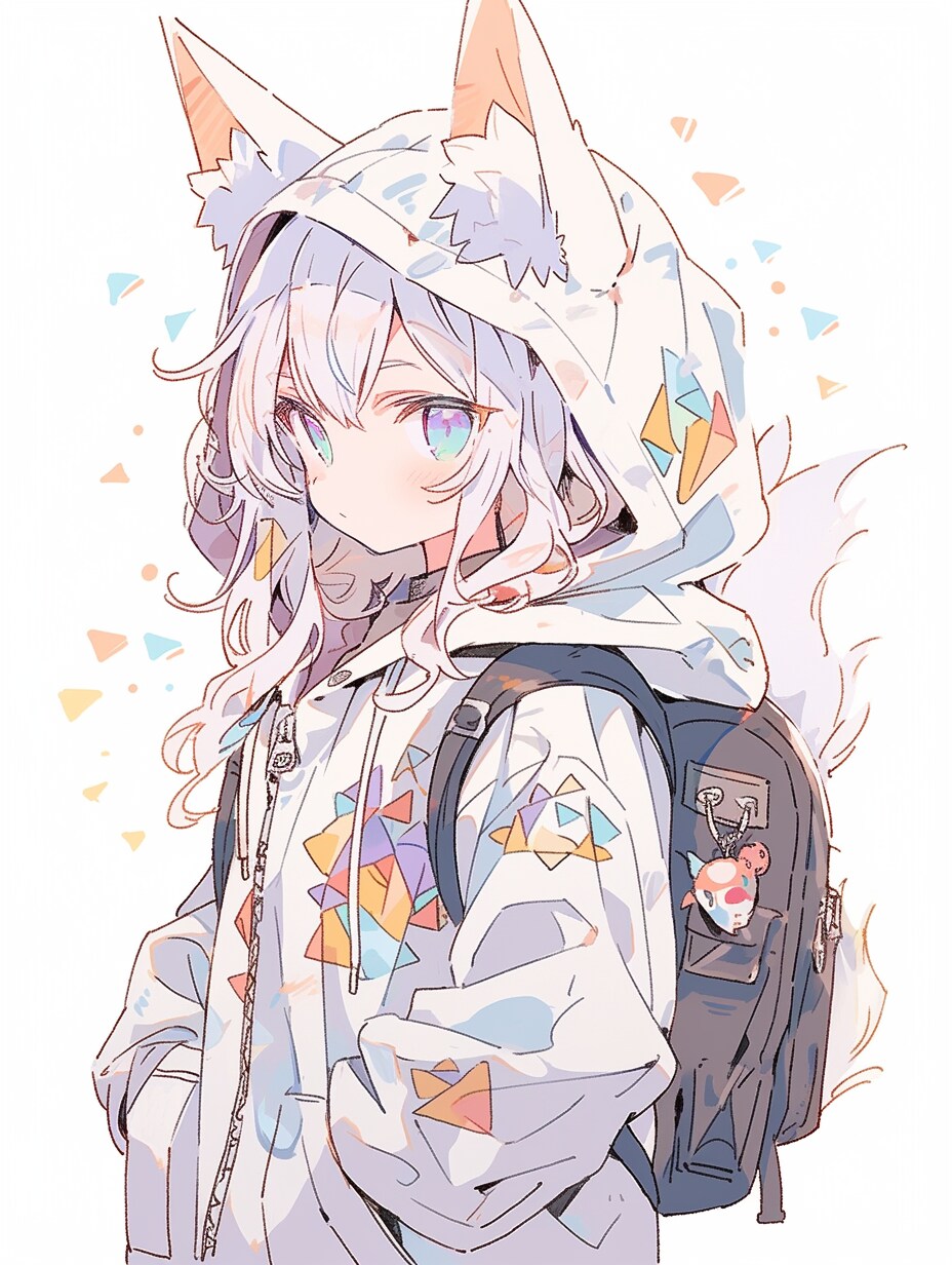 フーディー姿の白狐少女の冒険