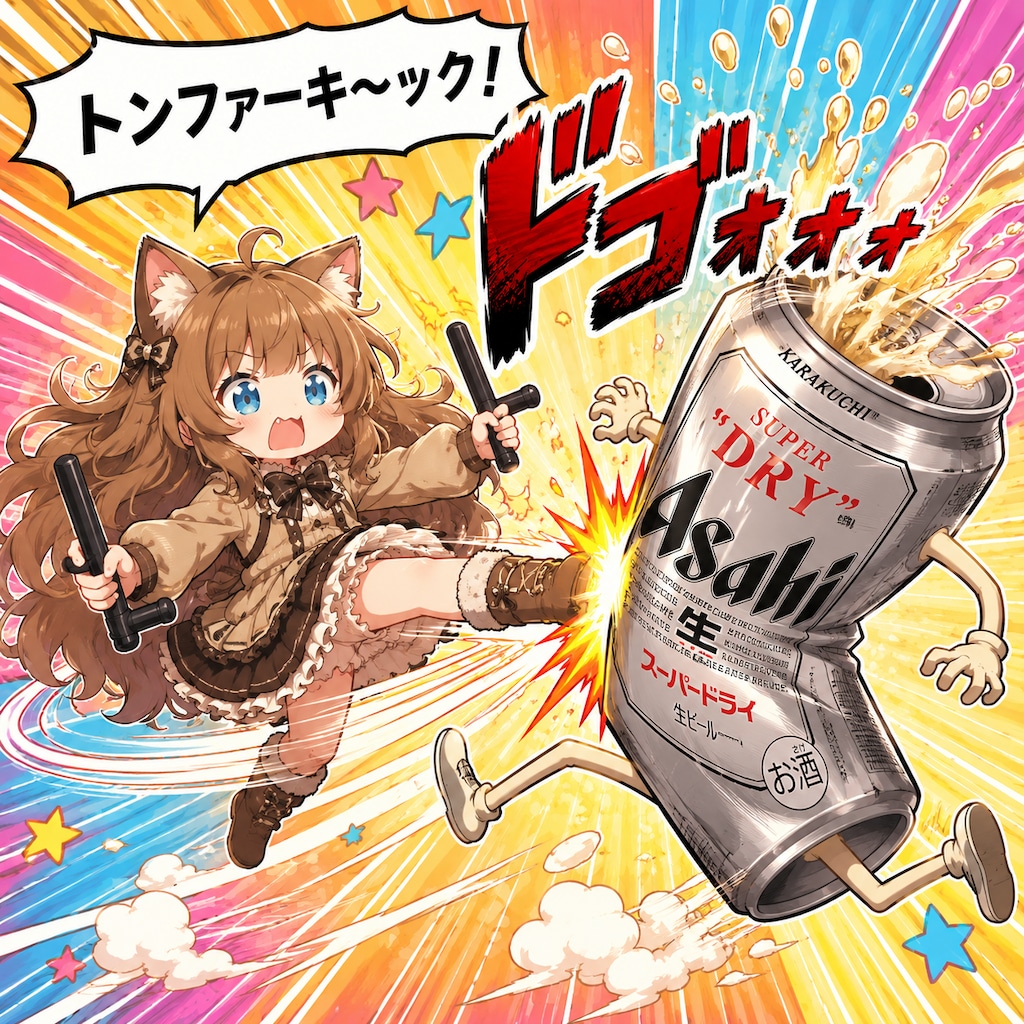 トンファーキックの小さな女の子