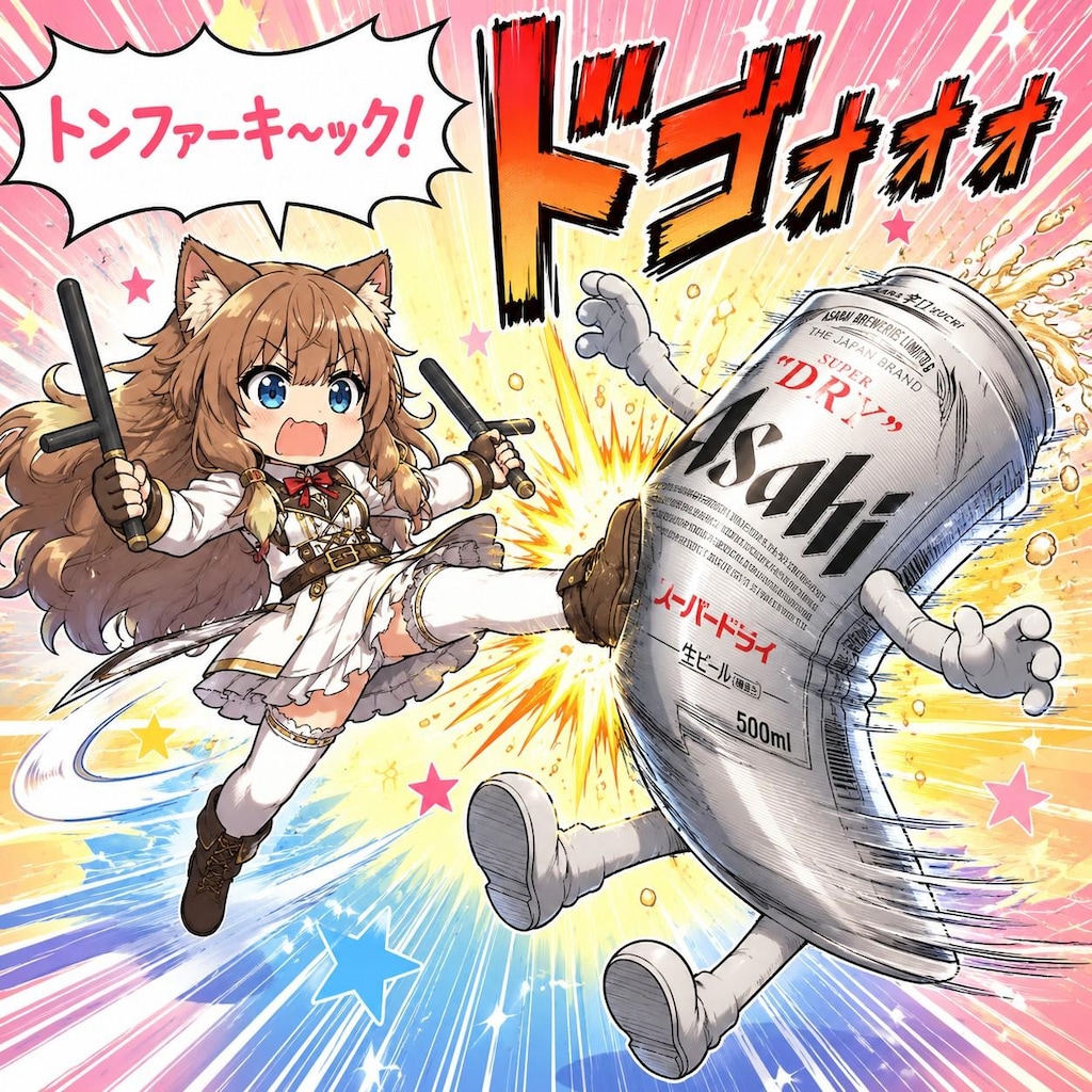 トンファーキックの小さな女の子