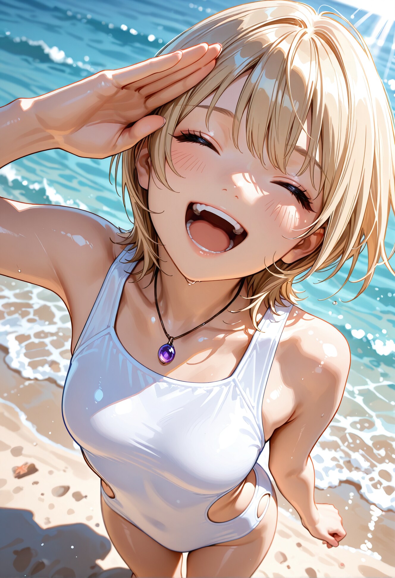 陽キャちゃん白モノキニ。