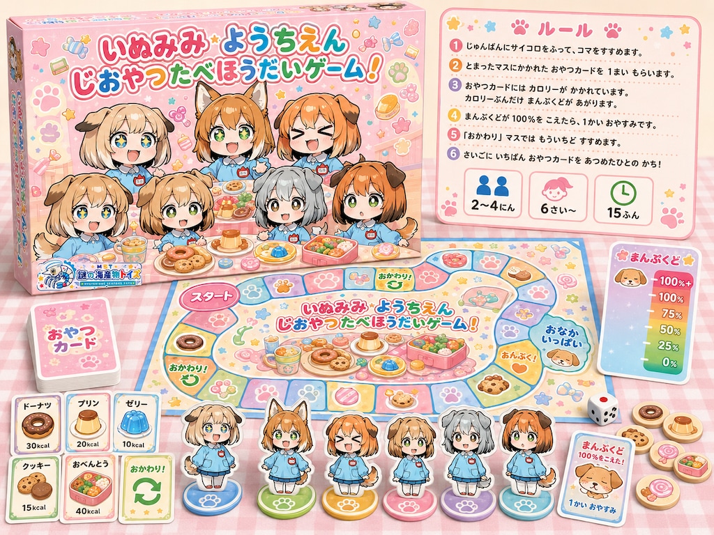 いぬみみようちえんじ おやつたべほうだいゲーム！