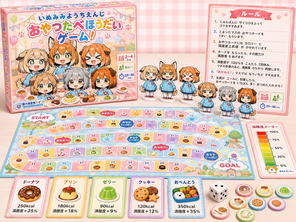 いぬみみようちえんじ おやつたべほうだいゲーム！
