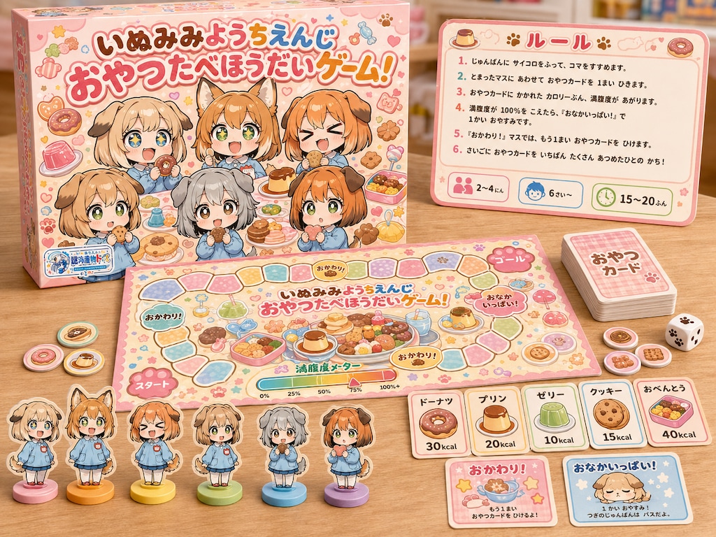 いぬみみようちえんじ おやつたべほうだいゲーム！