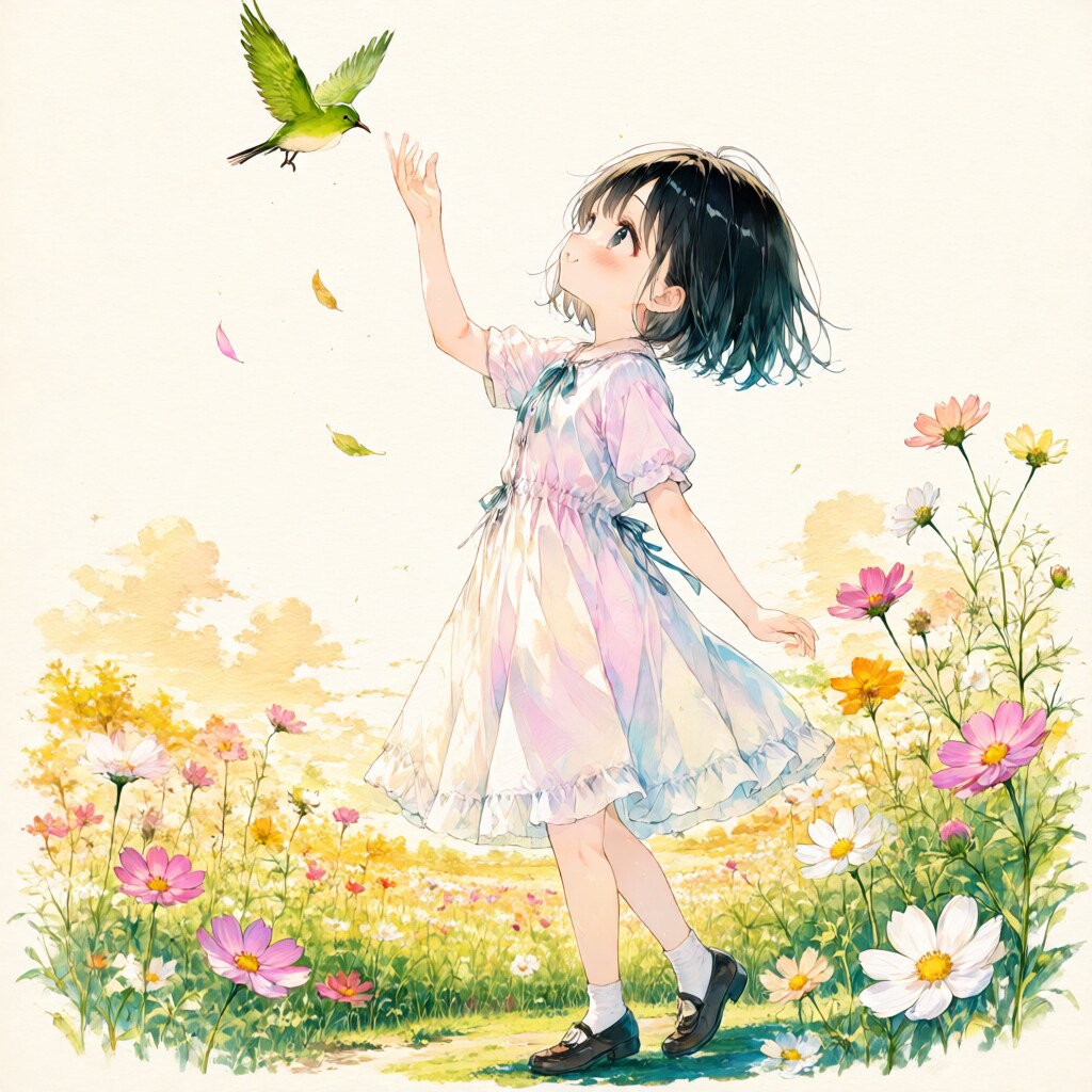 秋桜と鳥 | の人気AIイラスト・グラビア
