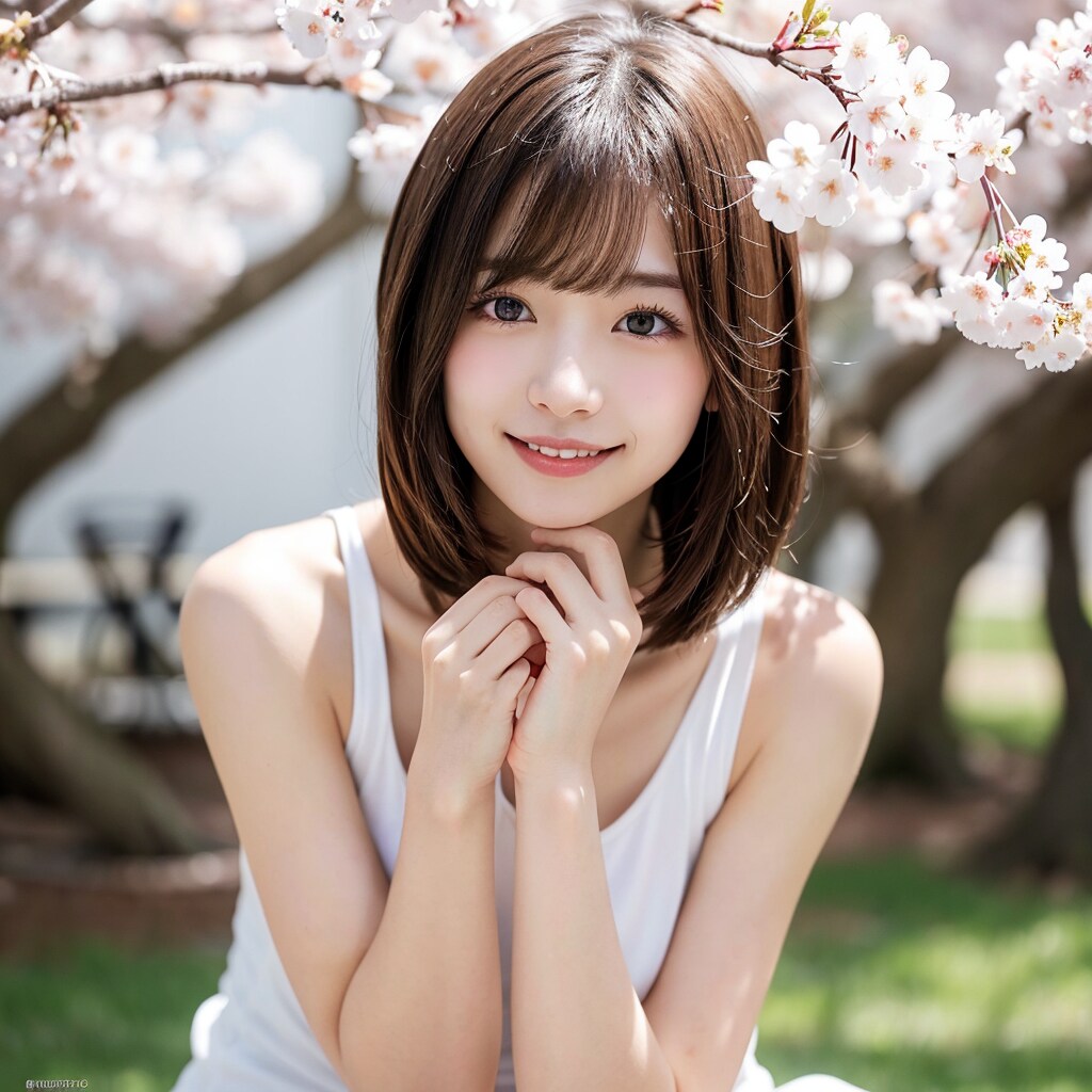 桜が似合う美少女