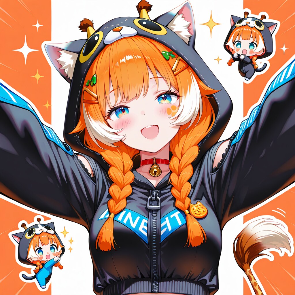 キリンフーディー自撮りお姉さんとちび子ちゃん