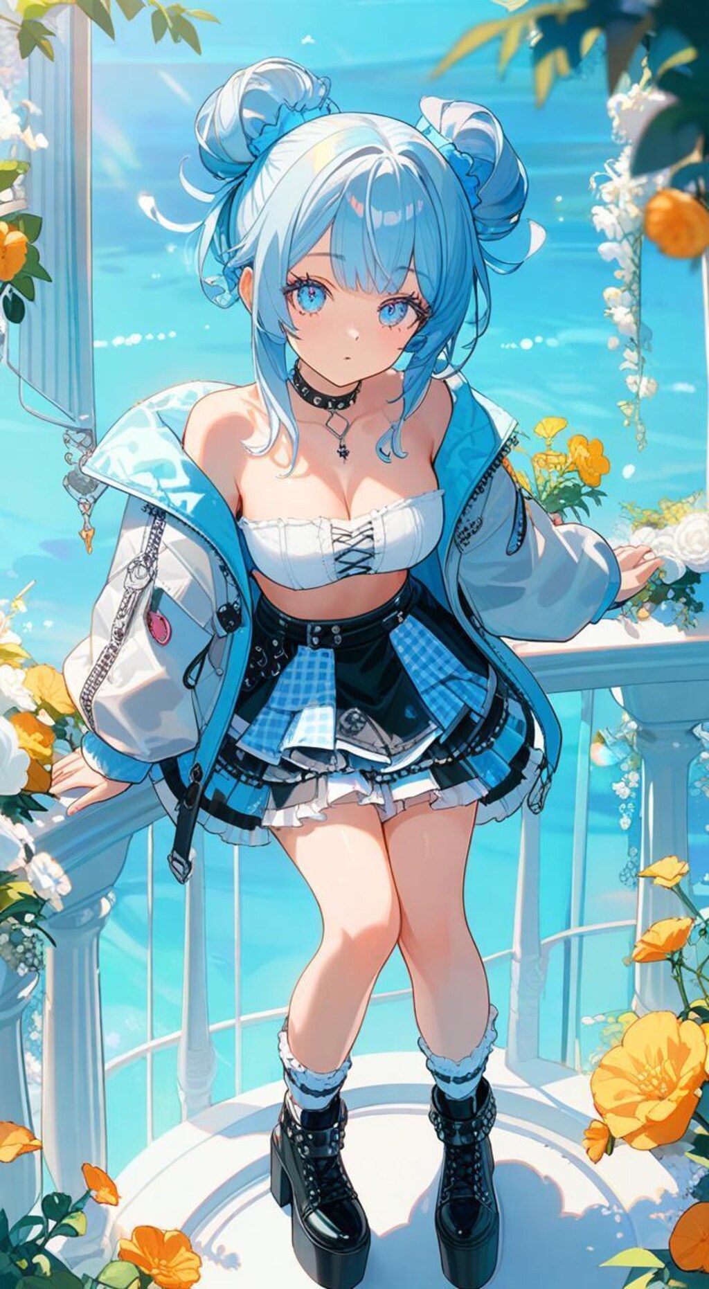 水色髪ロリータパンク娘